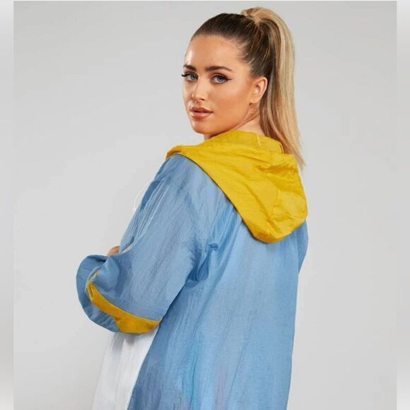 SHEIN plus Plus Colorblock Zip Up Hooded Sports Jacket - Picture 3 of 12